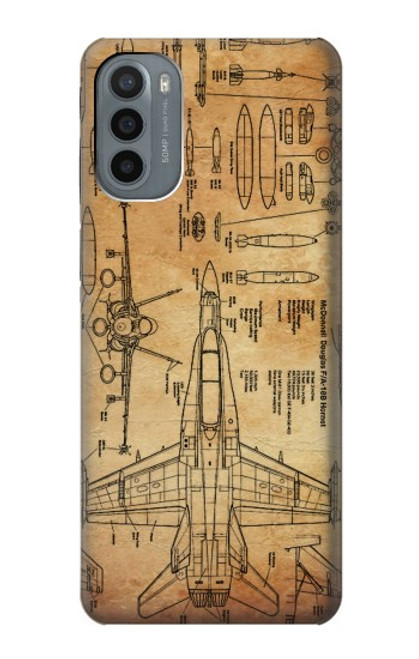 W3868 Aircraft Blueprint Old Paper Funda Carcasa Case y Caso Del Tirón Funda para Motorola Moto G31