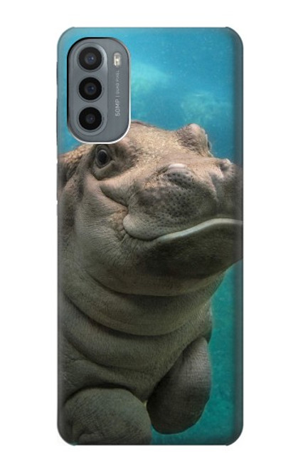 W3871 Cute Baby Hippo Hippopotamus Funda Carcasa Case y Caso Del Tirón Funda para Motorola Moto G31