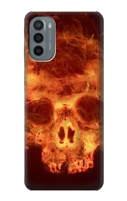 W3881 Fire Skull Funda Carcasa Case y Caso Del Tirón Funda para Motorola Moto G31