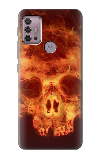 W3881 Fire Skull Funda Carcasa Case y Caso Del Tirón Funda para Motorola Moto G30, G20, G10