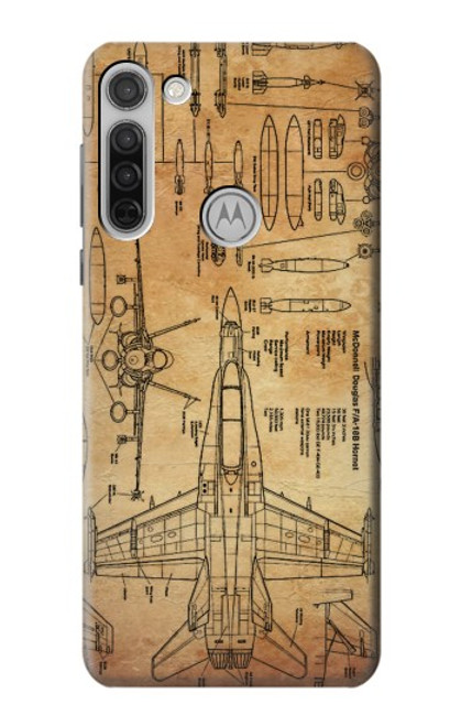 W3868 Aircraft Blueprint Old Paper Funda Carcasa Case y Caso Del Tirón Funda para Motorola Moto G8