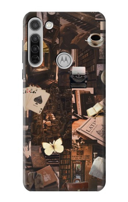 W3877 Dark Academia Funda Carcasa Case y Caso Del Tirón Funda para Motorola Moto G8