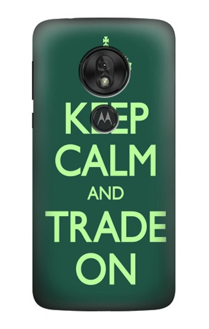 W3862 Keep Calm and Trade On Funda Carcasa Case y Caso Del Tirón Funda para Motorola Moto G7 Play