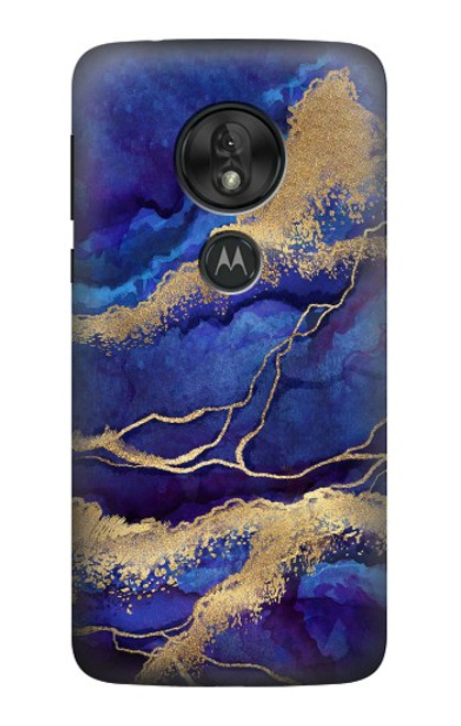 W3906 Navy Blue Purple Marble Funda Carcasa Case y Caso Del Tirón Funda para Motorola Moto G7 Power