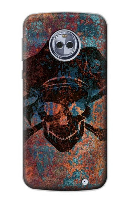 W3895 Pirate Skull Metal Funda Carcasa Case y Caso Del Tirón Funda para Motorola Moto X4