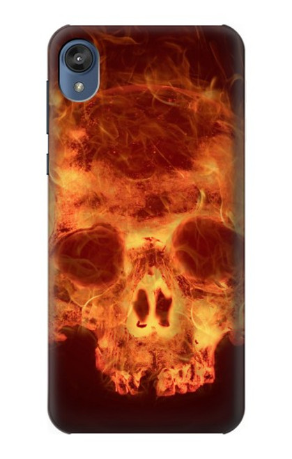 W3881 Fire Skull Funda Carcasa Case y Caso Del Tirón Funda para Motorola Moto E6, Moto E (6th Gen)