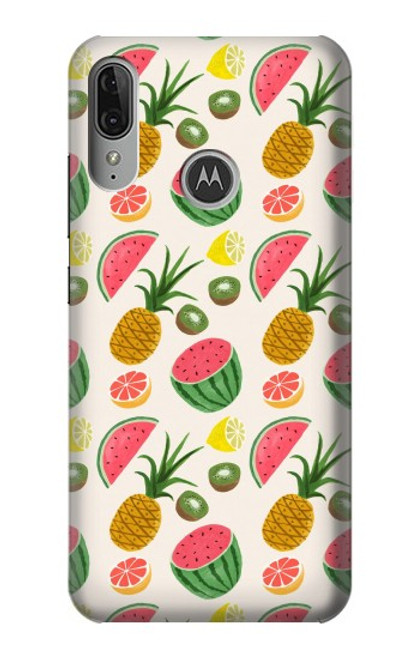 W3883 Fruit Pattern Funda Carcasa Case y Caso Del Tirón Funda para Motorola Moto E6 Plus, Moto E6s