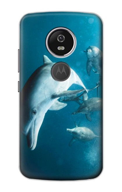 W3878 Dolphin Funda Carcasa Case y Caso Del Tirón Funda para Motorola Moto E5 Plus