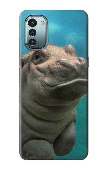 W3871 Cute Baby Hippo Hippopotamus Funda Carcasa Case y Caso Del Tirón Funda para Nokia G11, G21