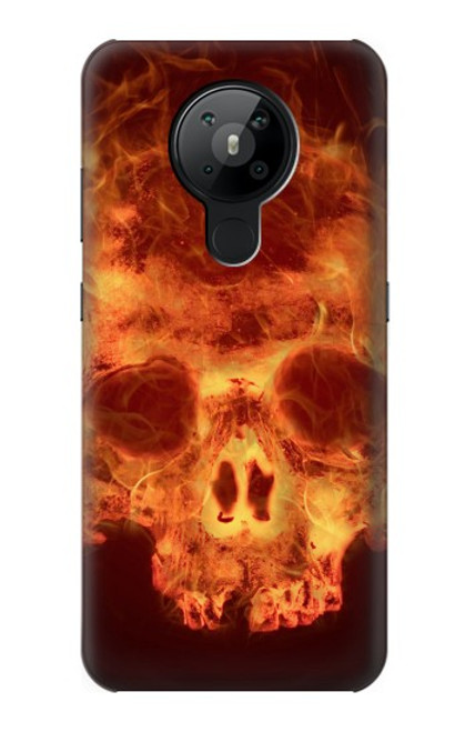 W3881 Fire Skull Funda Carcasa Case y Caso Del Tirón Funda para Nokia 5.3