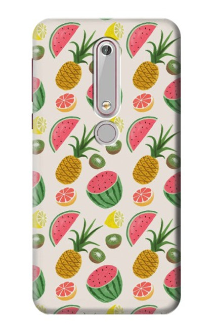 W3883 Fruit Pattern Funda Carcasa Case y Caso Del Tirón Funda para Nokia 6.1, Nokia 6 2018