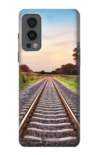 W3866 Railway Straight Train Track Funda Carcasa Case y Caso Del Tirón Funda para OnePlus Nord 2 5G