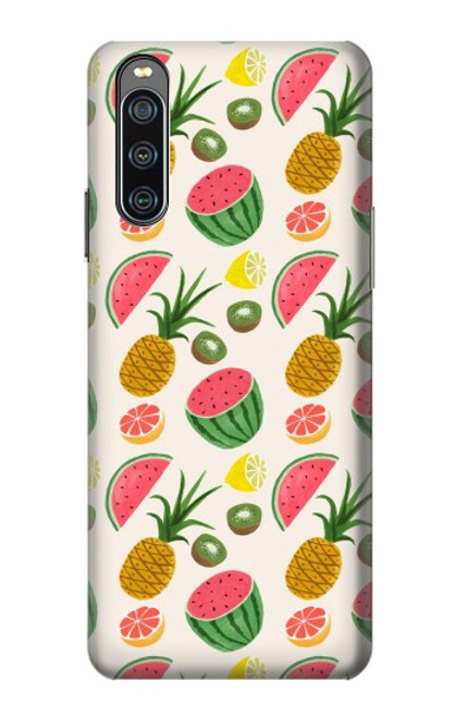 W3883 Fruit Pattern Funda Carcasa Case y Caso Del Tirón Funda para Sony Xperia 10 IV