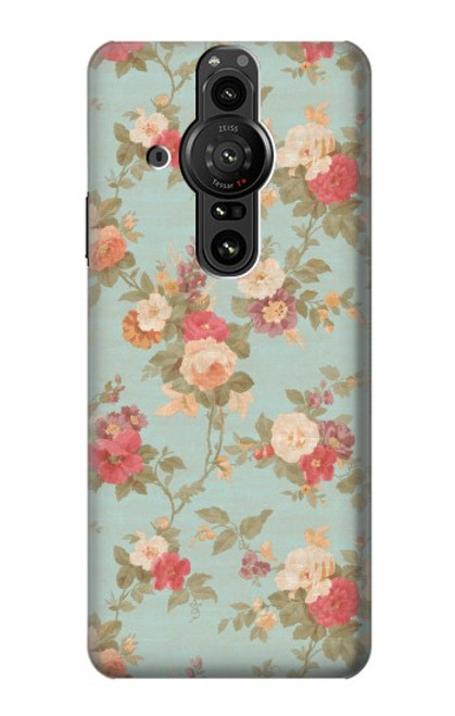 W3910 Vintage Rose Funda Carcasa Case y Caso Del Tirón Funda para Sony Xperia Pro-I