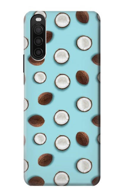 W3860 Coconut Dot Pattern Funda Carcasa Case y Caso Del Tirón Funda para Sony Xperia 10 III