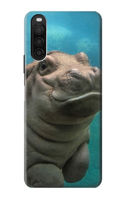 W3871 Cute Baby Hippo Hippopotamus Funda Carcasa Case y Caso Del Tirón Funda para Sony Xperia 10 III