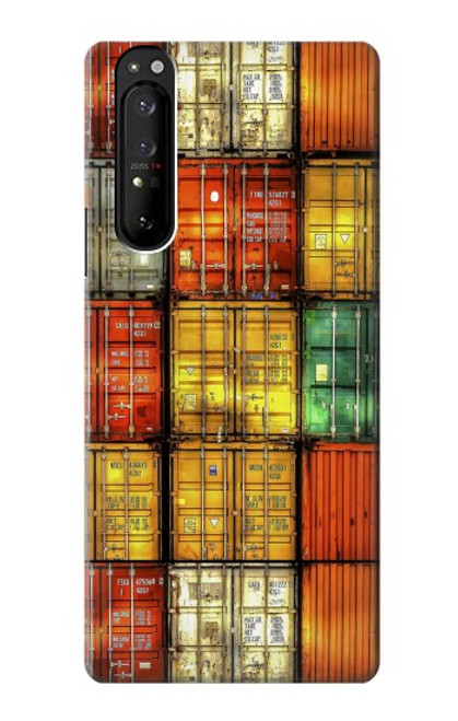 W3861 Colorful Container Block Funda Carcasa Case y Caso Del Tirón Funda para Sony Xperia 1 III
