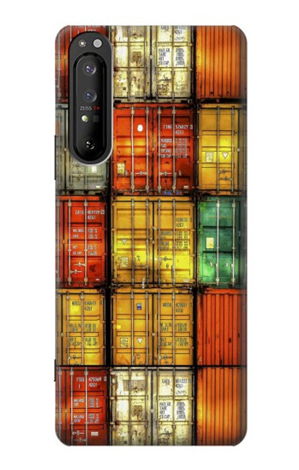 W3861 Colorful Container Block Funda Carcasa Case y Caso Del Tirón Funda para Sony Xperia 1 II
