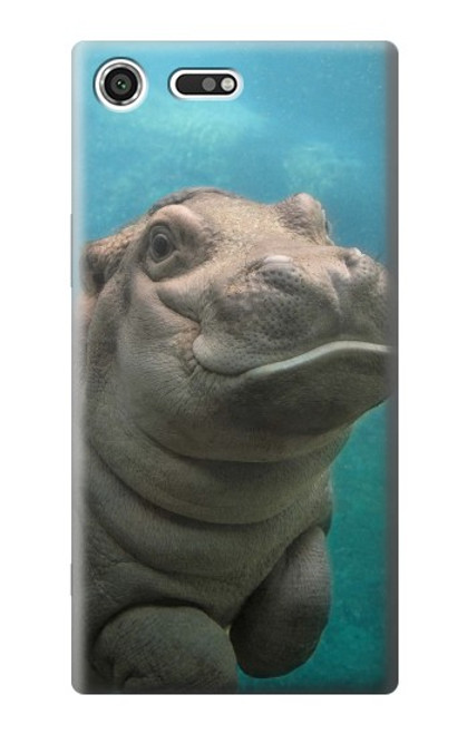 W3871 Cute Baby Hippo Hippopotamus Funda Carcasa Case y Caso Del Tirón Funda para Sony Xperia XZ Premium