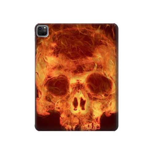 W3881 Fire Skull Funda Carcasa Case para iPad Pro 12.9 (2022,2021,2020,2018, 3rd, 4th, 5th, 6th)