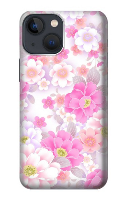 W3036 Pink Sweet Flower Flora Funda Carcasa Case y Caso Del Tirón Funda para iPhone 14