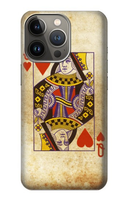 W2833 Poker Card Queen Hearts Funda Carcasa Case y Caso Del Tirón Funda para iPhone 14 Pro