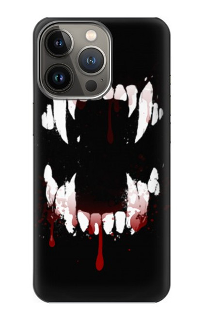 W3527 Vampire Teeth Bloodstain Funda Carcasa Case y Caso Del Tirón Funda para iPhone 14 Pro