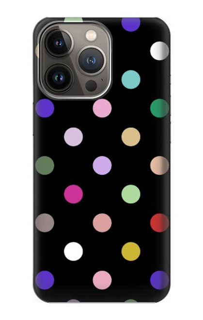 W3532 Colorful Polka Dot Funda Carcasa Case y Caso Del Tirón Funda para iPhone 14 Pro