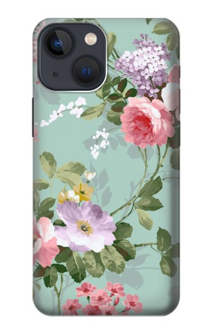 W2178 Flower Floral Art Painting Funda Carcasa Case y Caso Del Tirón Funda para iPhone 14 Plus