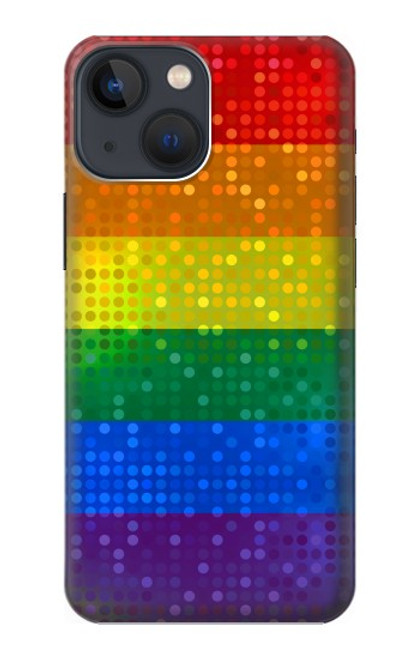 W2683 Rainbow LGBT Pride Flag Funda Carcasa Case y Caso Del Tirón Funda para iPhone 14 Plus