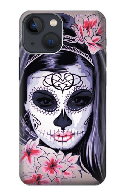 W3821 Sugar Skull Steam Punk Girl Gothic Funda Carcasa Case y Caso Del Tirón Funda para iPhone 14 Plus