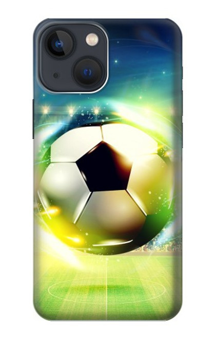 W3844 Glowing Football Soccer Ball Funda Carcasa Case y Caso Del Tirón Funda para iPhone 14 Plus