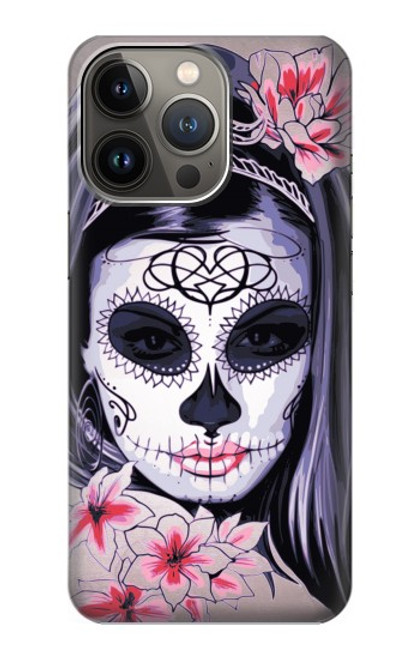 W3821 Sugar Skull Steam Punk Girl Gothic Funda Carcasa Case y Caso Del Tirón Funda para iPhone 14 Pro Max