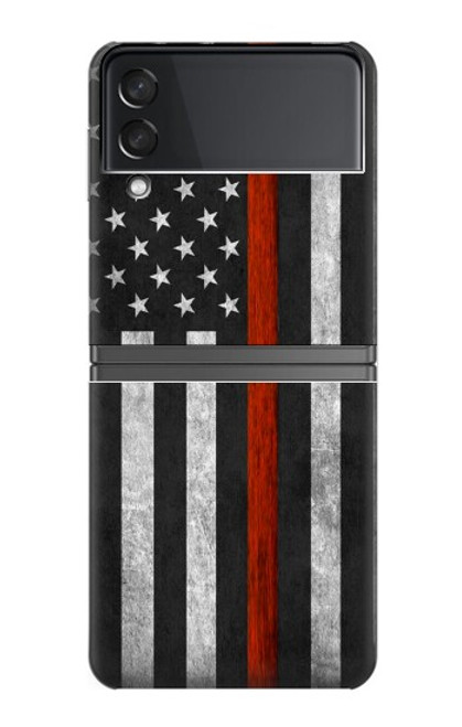 W3472 Firefighter Thin Red Line Flag Funda Carcasa Case y Caso Del Tirón Funda para Samsung Galaxy Z Flip 4