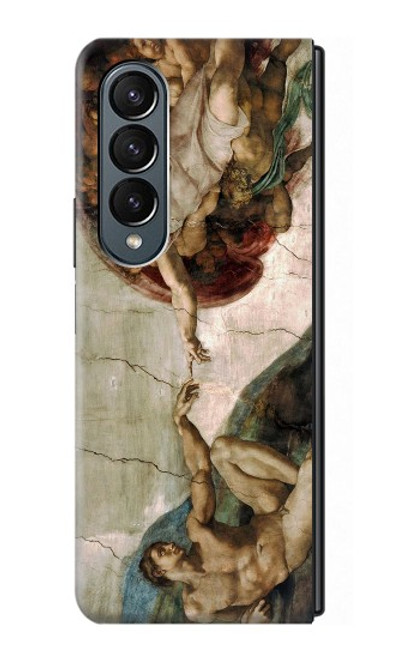 W0179 Michelangelo Creation of Adam Funda Carcasa Case y Caso Del Tirón Funda para Samsung Galaxy Z Fold 4