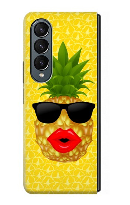 W2443 Funny Pineapple Sunglasses Kiss Funda Carcasa Case y Caso Del Tirón Funda para Samsung Galaxy Z Fold 4