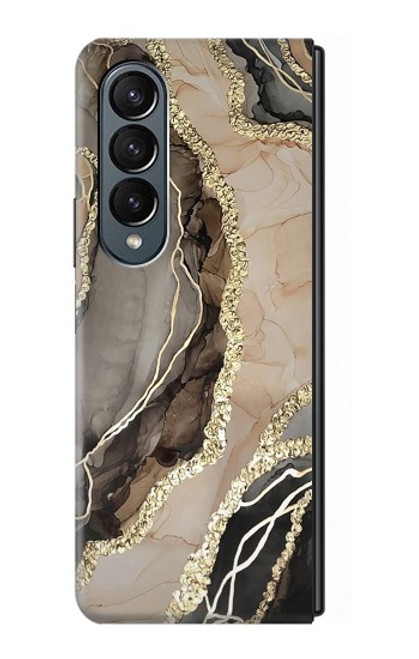W3700 Marble Gold Graphic Printed Funda Carcasa Case y Caso Del Tirón Funda para Samsung Galaxy Z Fold 4