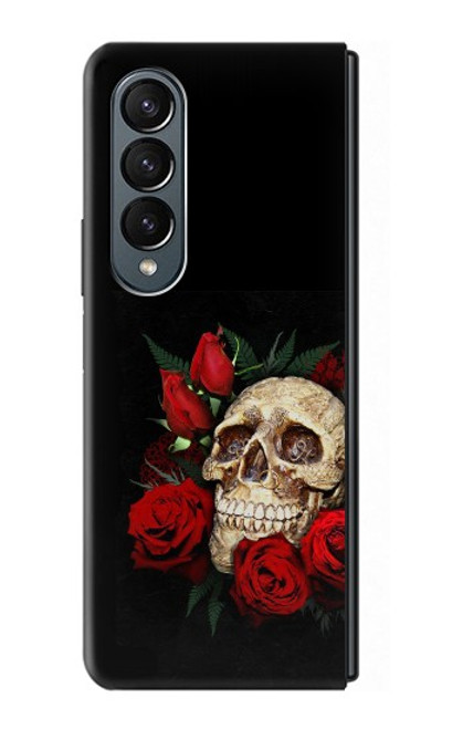 W3753 Dark Gothic Goth Skull Roses Funda Carcasa Case y Caso Del Tirón Funda para Samsung Galaxy Z Fold 4