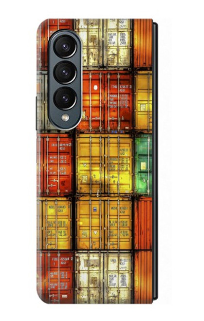 W3861 Colorful Container Block Funda Carcasa Case y Caso Del Tirón Funda para Samsung Galaxy Z Fold 4