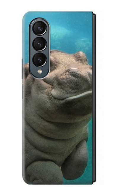 W3871 Cute Baby Hippo Hippopotamus Funda Carcasa Case y Caso Del Tirón Funda para Samsung Galaxy Z Fold 4