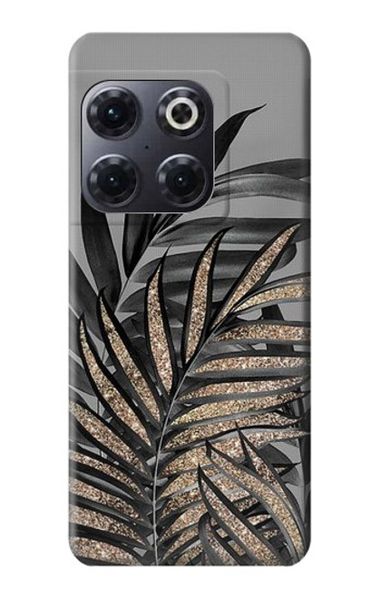 W3692 Gray Black Palm Leaves Funda Carcasa Case y Caso Del Tirón Funda para OnePlus 10T