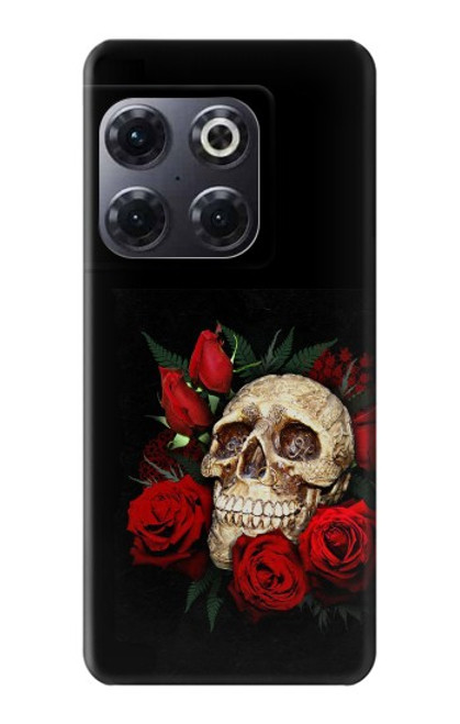 W3753 Dark Gothic Goth Skull Roses Funda Carcasa Case y Caso Del Tirón Funda para OnePlus 10T