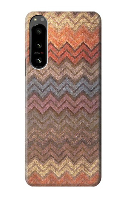 W3752 Zigzag Fabric Pattern Graphic Printed Funda Carcasa Case y Caso Del Tirón Funda para Sony Xperia 5 IV