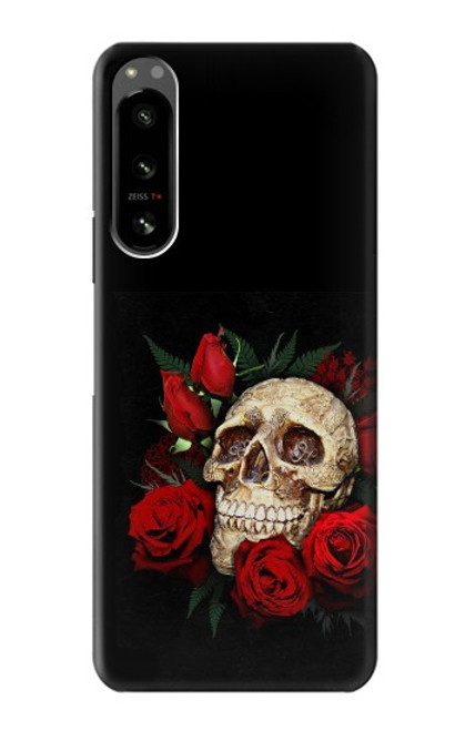 W3753 Dark Gothic Goth Skull Roses Funda Carcasa Case y Caso Del Tirón Funda para Sony Xperia 5 IV