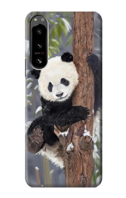 W3793 Cute Baby Panda Snow Painting Funda Carcasa Case y Caso Del Tirón Funda para Sony Xperia 5 IV