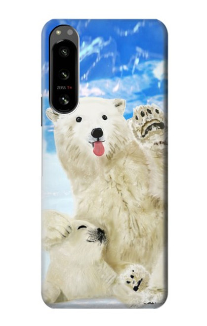 W3794 Arctic Polar Bear and Seal Paint Funda Carcasa Case y Caso Del Tirón Funda para Sony Xperia 5 IV