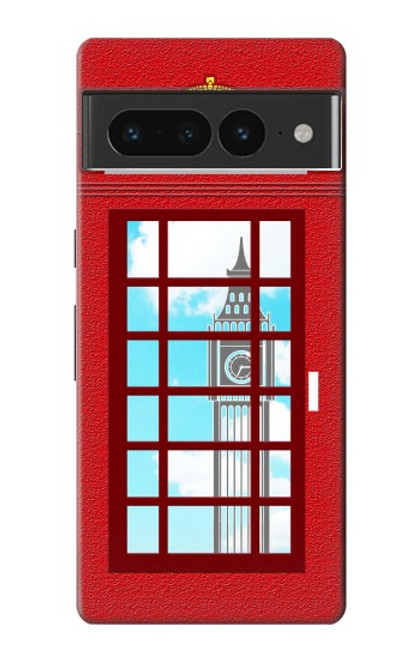 W2059 England British Telephone Box Minimalist Funda Carcasa Case y Caso Del Tirón Funda para Google Pixel 7 Pro
