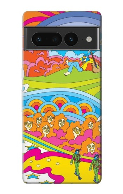 W3407 Hippie Art Funda Carcasa Case y Caso Del Tirón Funda para Google Pixel 7 Pro