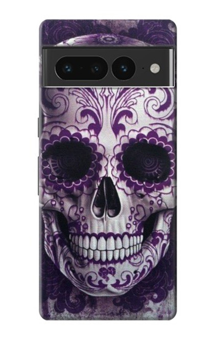 W3582 Purple Sugar Skull Funda Carcasa Case y Caso Del Tirón Funda para Google Pixel 7 Pro