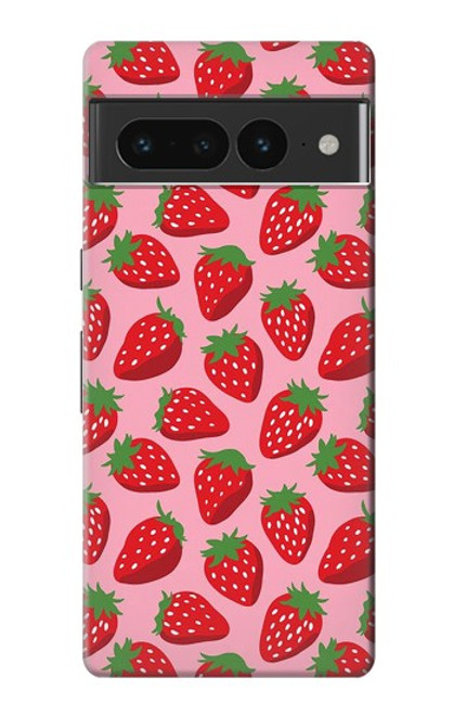 W3719 Strawberry Pattern Funda Carcasa Case y Caso Del Tirón Funda para Google Pixel 7 Pro